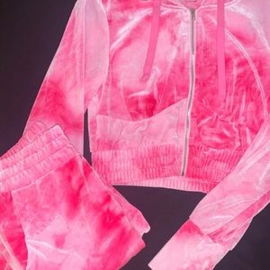 Matching velvet tracksuit